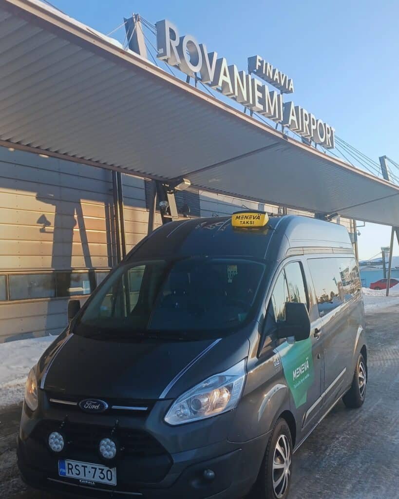 Winter airport pickup in Lapland